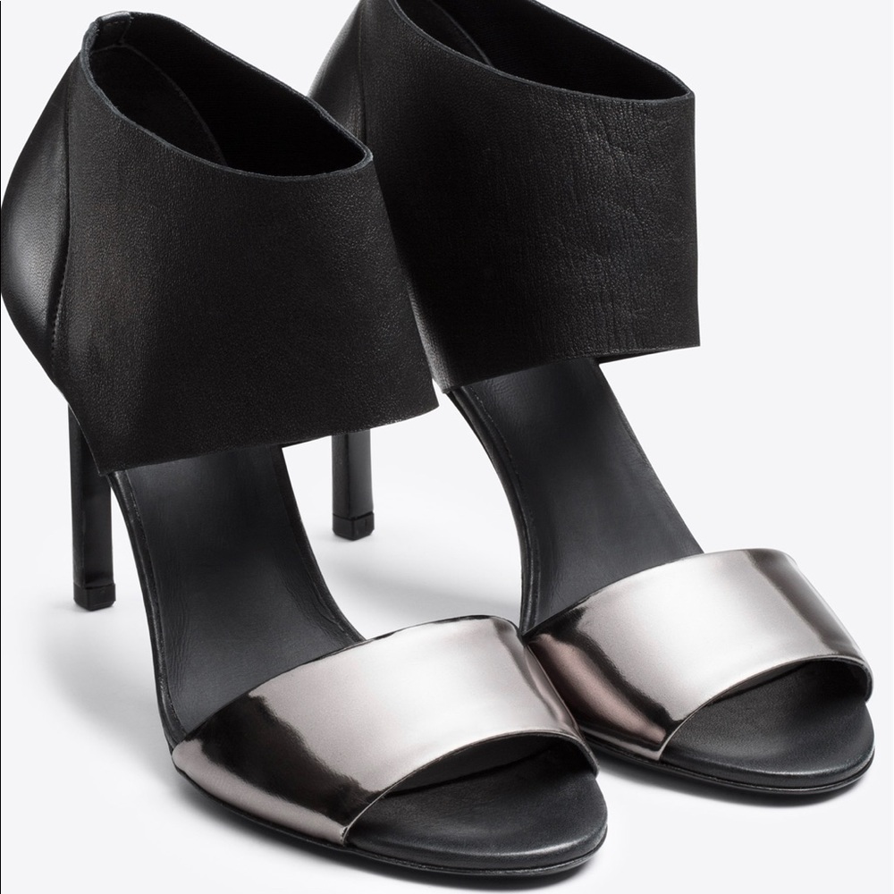 Black and Silver Leather Vince Heels